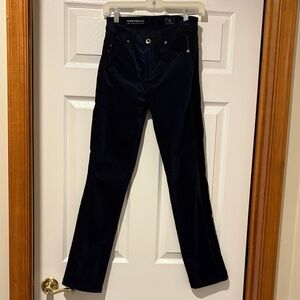 Ag Adriano Goldschmied Navy Velvet High-Rise Straight Pants